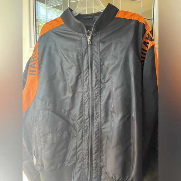 Harley Davidson Black & Orange embroidered Nylon Jacket - Picture 2 of 6